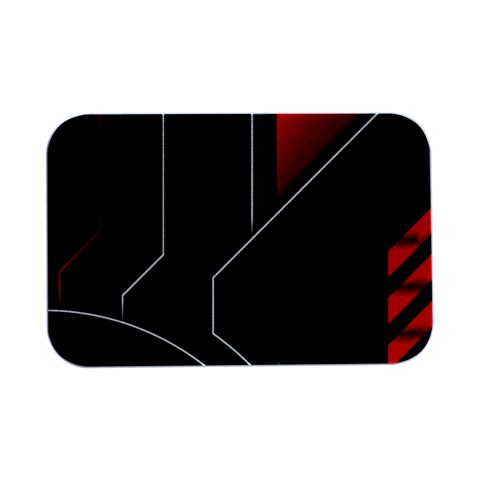 Gamer Tech Black Mesh Red Modern Shape Texture Geometric Pattern Open Lid Metal Box (Silver)   from ArtsNow.com Front