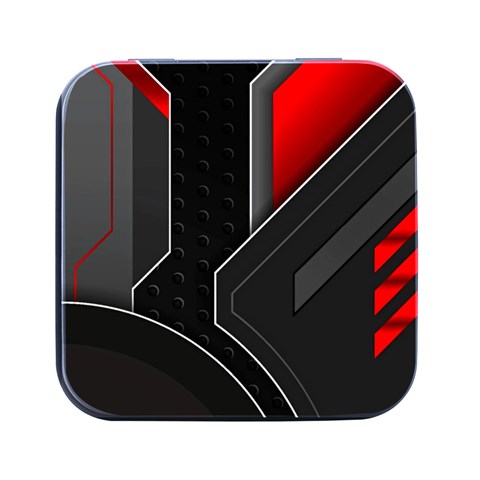 Gamer Tech Black Mesh Red Modern Shape Texture Geometric Pattern Square Metal Box (Black) from ArtsNow.com Front
