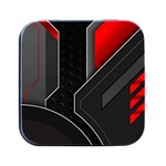 Gamer Tech Black Mesh Red Modern Shape Texture Geometric Pattern Square Metal Box (Black)