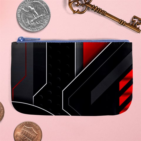 Gamer Tech Black Mesh Red Modern Shape Texture Geometric Pattern Large Coin Purse from ArtsNow.com Front