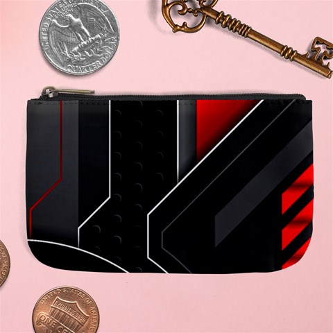 Gamer Tech Black Mesh Red Modern Shape Texture Geometric Pattern Large Coin Purse from ArtsNow.com Front