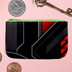 Gamer Tech Black Mesh Red Modern Shape Texture Geometric Pattern Large Coin Purse from ArtsNow.com Front
