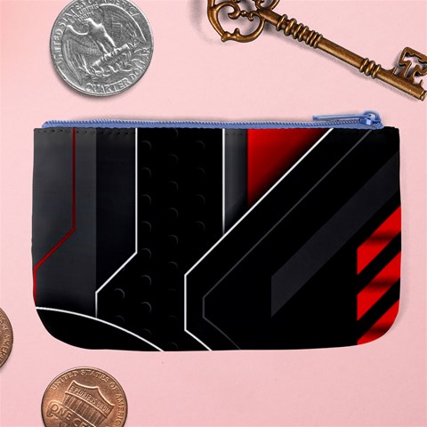 Gamer Tech Black Mesh Red Modern Shape Texture Geometric Pattern Large Coin Purse from ArtsNow.com Back