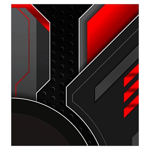 Gamer Tech Black Mesh Red Modern Shape Texture Geometric Pattern Drawstring Pouch (2XL) from ArtsNow.com Front