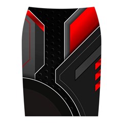Gamer Tech Black Mesh Red Modern Shape Texture Geometric Pattern Midi Wrap Pencil Skirt from ArtsNow.com Back