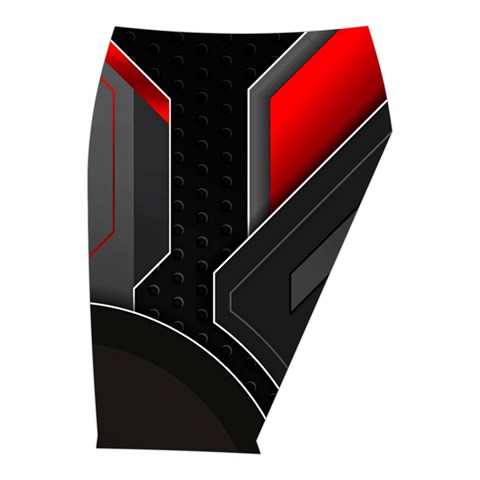 Gamer Tech Black Mesh Red Modern Shape Texture Geometric Pattern Midi Wrap Pencil Skirt from ArtsNow.com  Front Right 