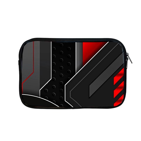 Gamer Tech Black Mesh Red Modern Shape Texture Geometric Pattern Apple MacBook Pro 13  Zipper Case from ArtsNow.com Front