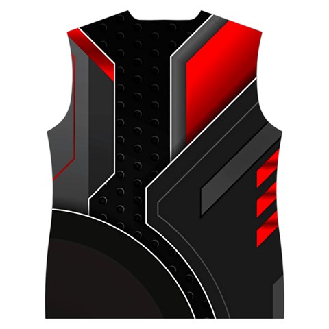 Gamer Tech Black Mesh Red Modern Shape Texture Geometric Pattern Women s Button Up Vest from ArtsNow.com Back