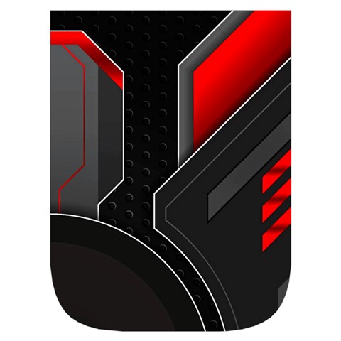 Gamer Tech Black Mesh Red Modern Shape Texture Geometric Pattern Waist Pouch (Large) from ArtsNow.com Front Pocket