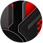 Gamer Tech Black Mesh Red Modern Shape Texture Geometric Pattern Wooden Bottle Opener (Round)