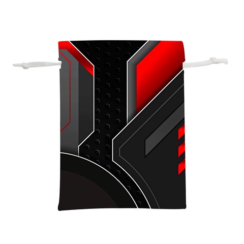 Gamer Tech Black Mesh Red Modern Shape Texture Geometric Pattern Lightweight Drawstring Pouch (M) from ArtsNow.com Front