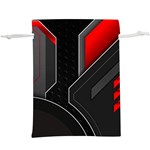 Gamer Tech Black Mesh Red Modern Shape Texture Geometric Pattern Lightweight Drawstring Pouch (XL)