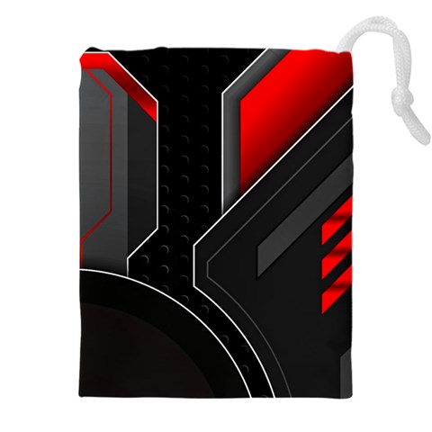 Gamer Tech Black Mesh Red Modern Shape Texture Geometric Pattern Drawstring Pouch (4XL) from ArtsNow.com Front
