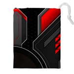 Gamer Tech Black Mesh Red Modern Shape Texture Geometric Pattern Drawstring Pouch (4XL)