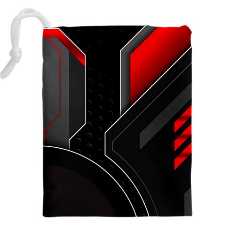 Gamer Tech Black Mesh Red Modern Shape Texture Geometric Pattern Drawstring Pouch (4XL) from ArtsNow.com Back