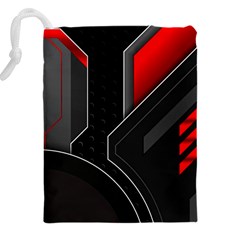 Gamer Tech Black Mesh Red Modern Shape Texture Geometric Pattern Drawstring Pouch (4XL) from ArtsNow.com Back