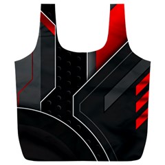 Gamer Tech Black Mesh Red Modern Shape Texture Geometric Pattern Full Print Recycle Bag (XXL) from ArtsNow.com Front