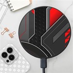 Gamer Tech Black Mesh Red Modern Shape Texture Geometric Pattern Wireless Fast Charger(Black)