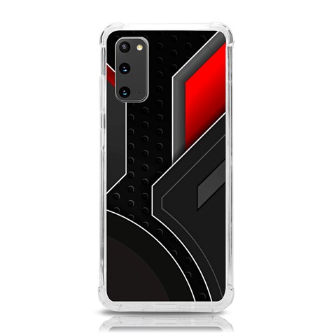 Gamer Tech Black Mesh Red Modern Shape Texture Geometric Pattern Samsung Galaxy S20 6.2 Inch TPU UV Case from ArtsNow.com Front