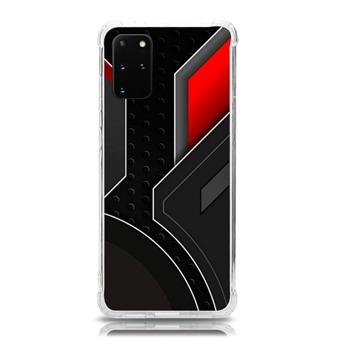 Gamer Tech Black Mesh Red Modern Shape Texture Geometric Pattern Samsung Galaxy S20Plus 6.7 Inch TPU UV Case from ArtsNow.com Front