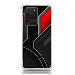 Gamer Tech Black Mesh Red Modern Shape Texture Geometric Pattern Samsung Galaxy S20 Ultra 6.9 Inch TPU UV Case