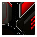 Gamer Tech Black Mesh Red Modern Shape Texture Geometric Pattern Banner and Sign 3  x 3 