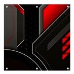 Gamer Tech Black Mesh Red Modern Shape Texture Geometric Pattern Banner and Sign 4  x 4 
