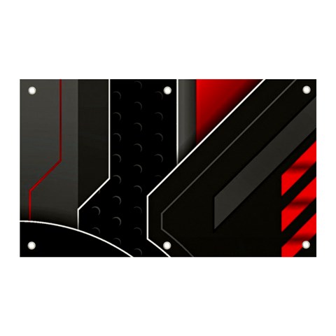 Gamer Tech Black Mesh Red Modern Shape Texture Geometric Pattern Banner and Sign 5  x 3  from ArtsNow.com Front