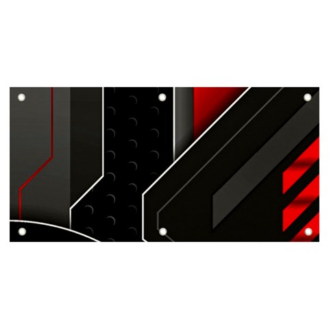 Gamer Tech Black Mesh Red Modern Shape Texture Geometric Pattern Banner and Sign 6  x 3  from ArtsNow.com Front