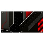 Gamer Tech Black Mesh Red Modern Shape Texture Geometric Pattern Banner and Sign 6  x 3 