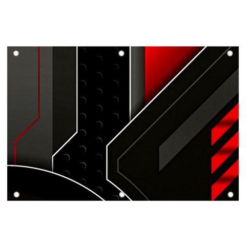 Gamer Tech Black Mesh Red Modern Shape Texture Geometric Pattern Banner and Sign 6  x 4  from ArtsNow.com Front