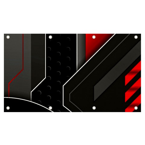 Gamer Tech Black Mesh Red Modern Shape Texture Geometric Pattern Banner and Sign 7  x 4  from ArtsNow.com Front
