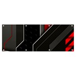 Gamer Tech Black Mesh Red Modern Shape Texture Geometric Pattern Banner and Sign 8  x 3 