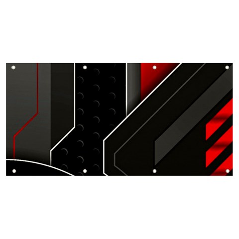 Gamer Tech Black Mesh Red Modern Shape Texture Geometric Pattern Banner and Sign 8  x 4  from ArtsNow.com Front