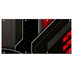 Gamer Tech Black Mesh Red Modern Shape Texture Geometric Pattern Banner and Sign 8  x 4 