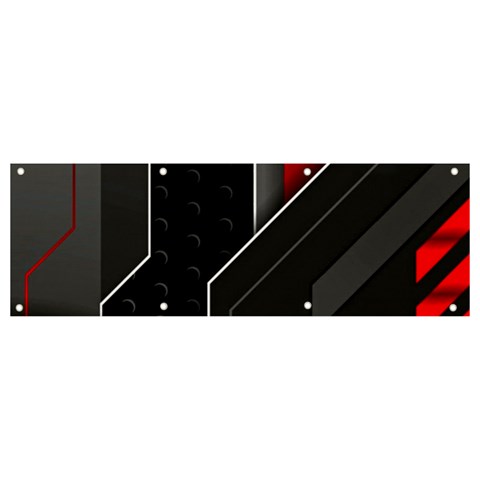 Gamer Tech Black Mesh Red Modern Shape Texture Geometric Pattern Banner and Sign 9  x 3  from ArtsNow.com Front