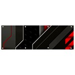 Gamer Tech Black Mesh Red Modern Shape Texture Geometric Pattern Banner and Sign 9  x 3 