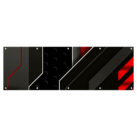 Gamer Tech Black Mesh Red Modern Shape Texture Geometric Pattern Banner and Sign 12  x 4  from ArtsNow.com Front