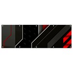 Gamer Tech Black Mesh Red Modern Shape Texture Geometric Pattern Banner and Sign 12  x 4 