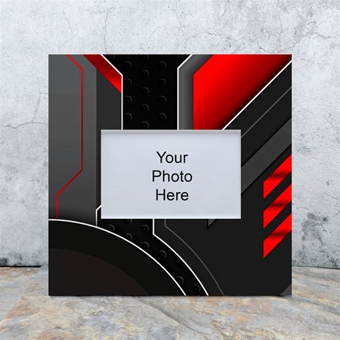 Gamer Tech Black Mesh Red Modern Shape Texture Geometric Pattern White Box Photo Frame 4  x 6  from ArtsNow.com Front