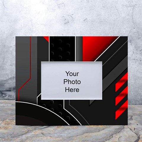 Gamer Tech Black Mesh Red Modern Shape Texture Geometric Pattern White Tabletop Photo Frame 4 x6  from ArtsNow.com Front