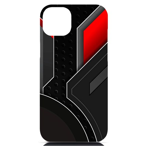 Gamer Tech Black Mesh Red Modern Shape Texture Geometric Pattern iPhone 14 Plus Black UV Print Case from ArtsNow.com Front