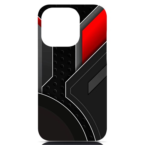 Gamer Tech Black Mesh Red Modern Shape Texture Geometric Pattern iPhone 14 Pro Black UV Print Case from ArtsNow.com Front