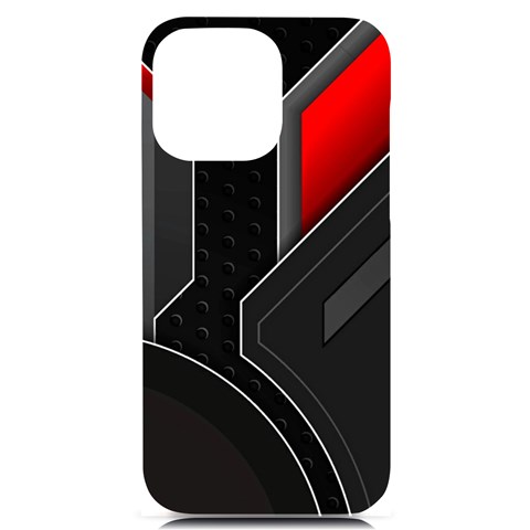 Gamer Tech Black Mesh Red Modern Shape Texture Geometric Pattern iPhone 14 Pro Max Black UV Print Case from ArtsNow.com Front