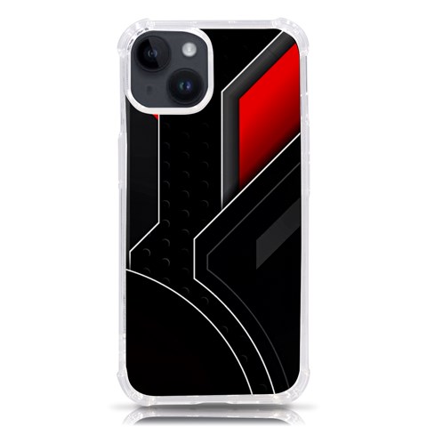 Gamer Tech Black Mesh Red Modern Shape Texture Geometric Pattern iPhone 14 TPU UV Print Case from ArtsNow.com Front