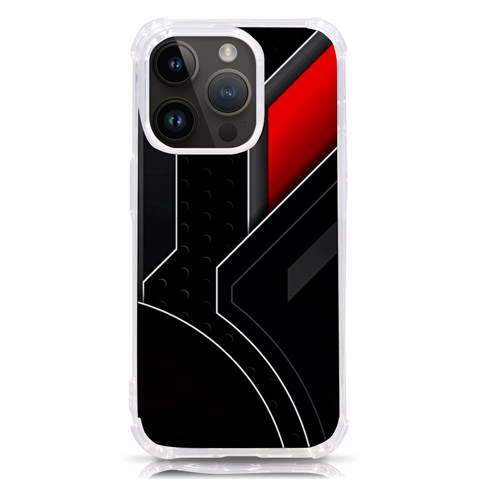 Gamer Tech Black Mesh Red Modern Shape Texture Geometric Pattern iPhone 14 Pro TPU UV Print Case from ArtsNow.com Front