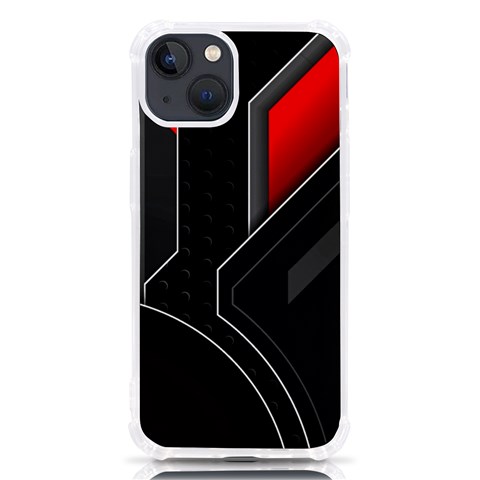 Gamer Tech Black Mesh Red Modern Shape Texture Geometric Pattern iPhone 13 TPU UV Print Case from ArtsNow.com Front