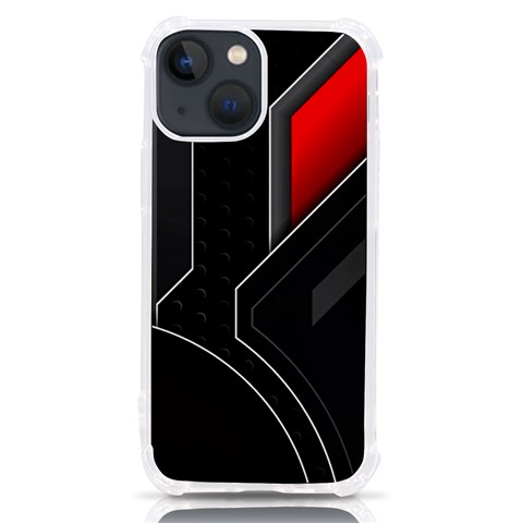 Gamer Tech Black Mesh Red Modern Shape Texture Geometric Pattern iPhone 13 mini TPU UV Print Case from ArtsNow.com Front