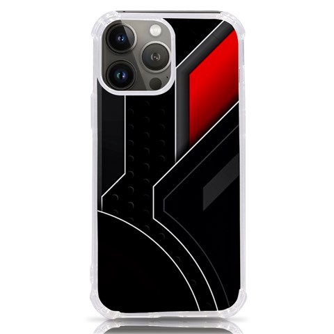 Gamer Tech Black Mesh Red Modern Shape Texture Geometric Pattern iPhone 13 Pro Max TPU UV Print Case from ArtsNow.com Front