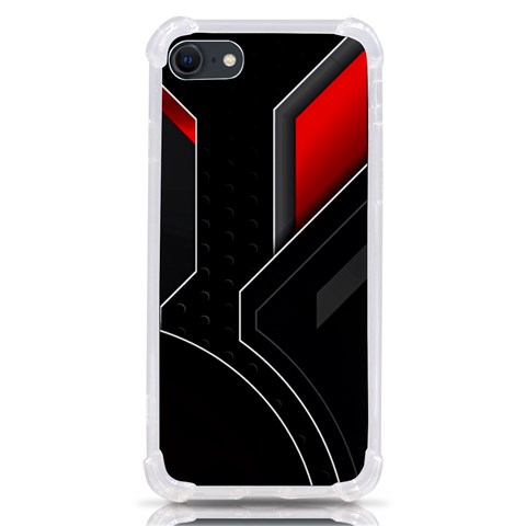 Gamer Tech Black Mesh Red Modern Shape Texture Geometric Pattern iPhone SE from ArtsNow.com Front